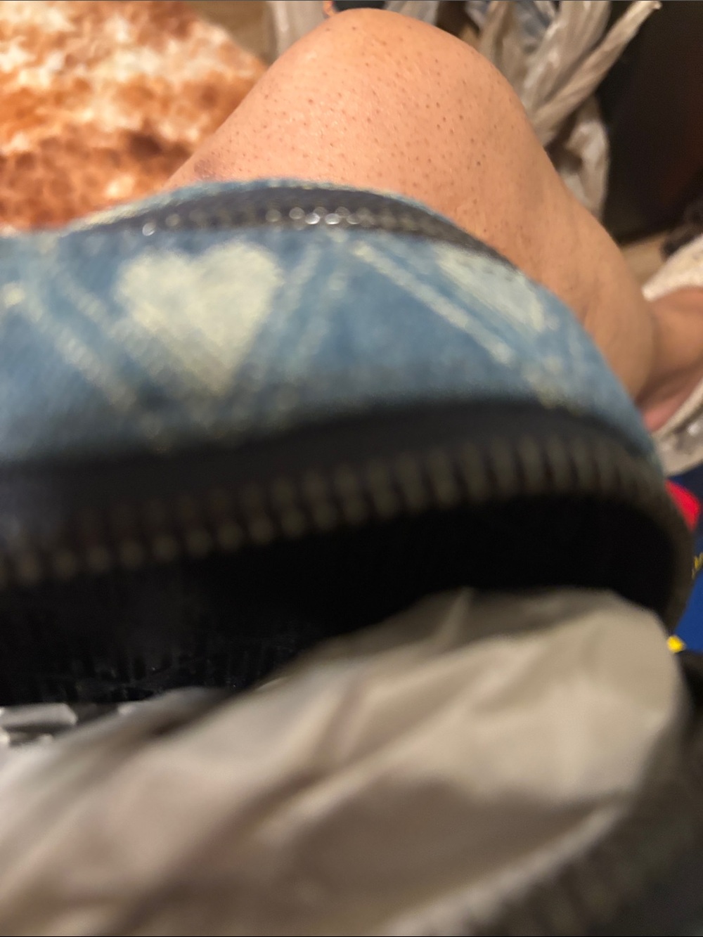 Kurt Geiger Blue Heart Quilted Denim Crossbody Bag - Picture 9 of 10